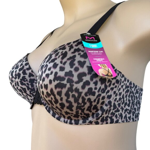 Maidenform 36C T-Shirt Bra SmartZone Cups & Convertible Straps Leopard Print New - Picture 7 of 16